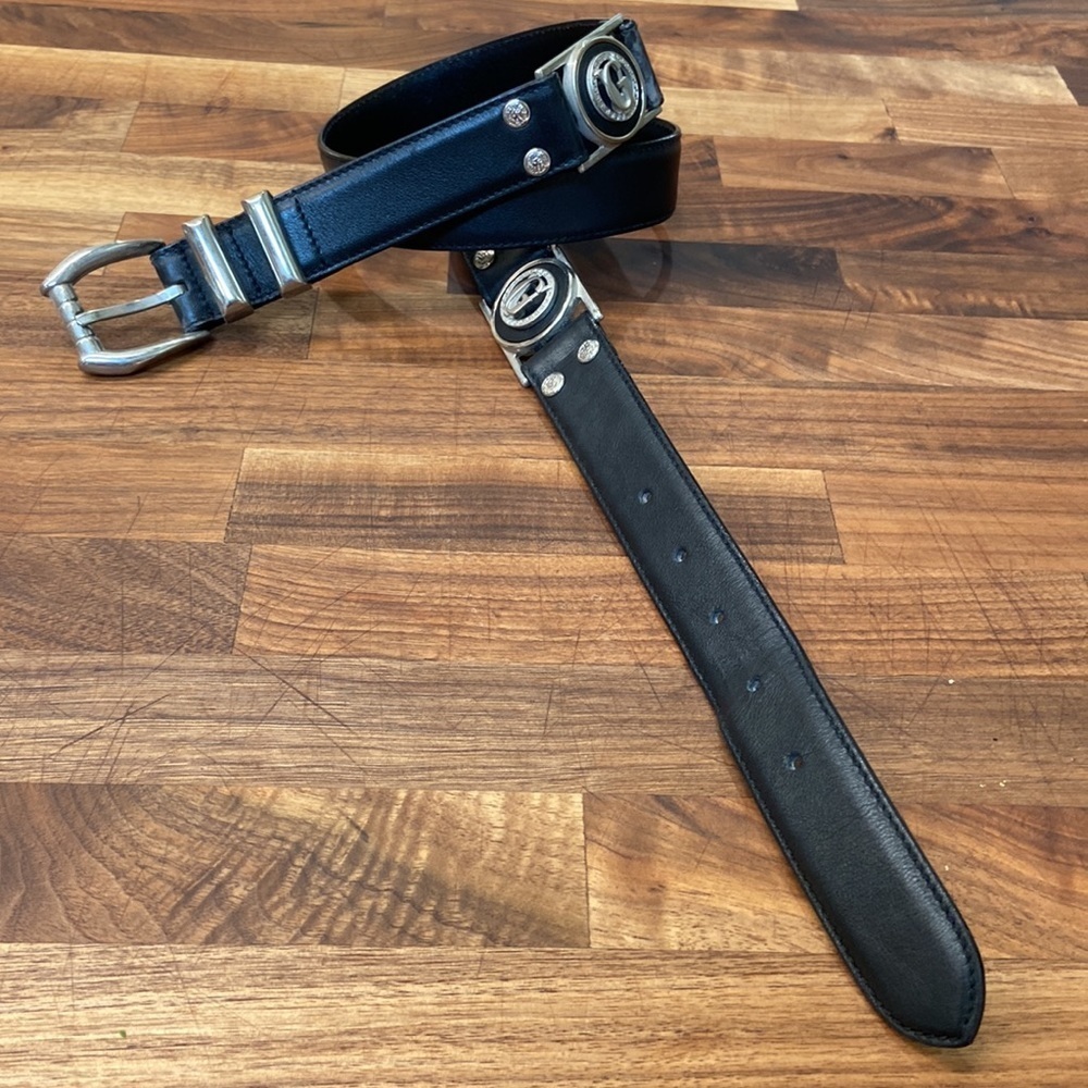 Vintage Gianni Versace 36 Black Leather Belt